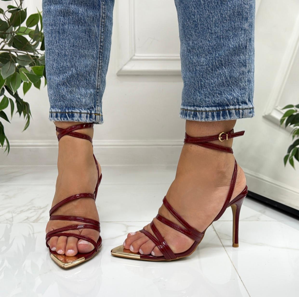 Yaiza - Sandalo Donna Scarpa Tacco Punta Bordeaux