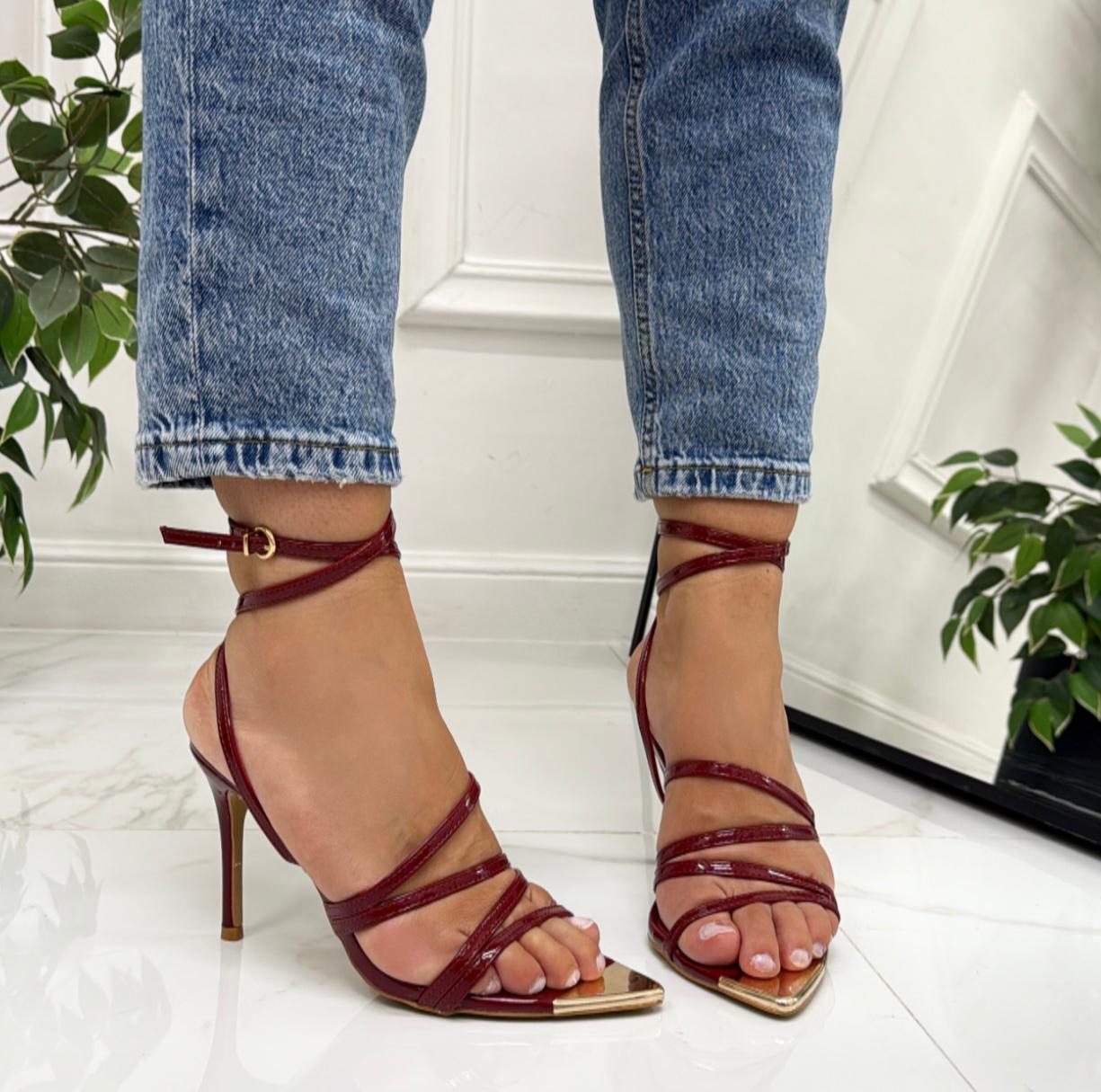 Yaiza - Sandalo Donna Scarpa Tacco Punta Bordeaux