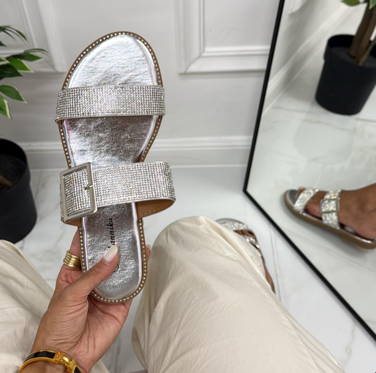 Lucrezia - Sandalo Ciabatte Donna Casual Comode Argento