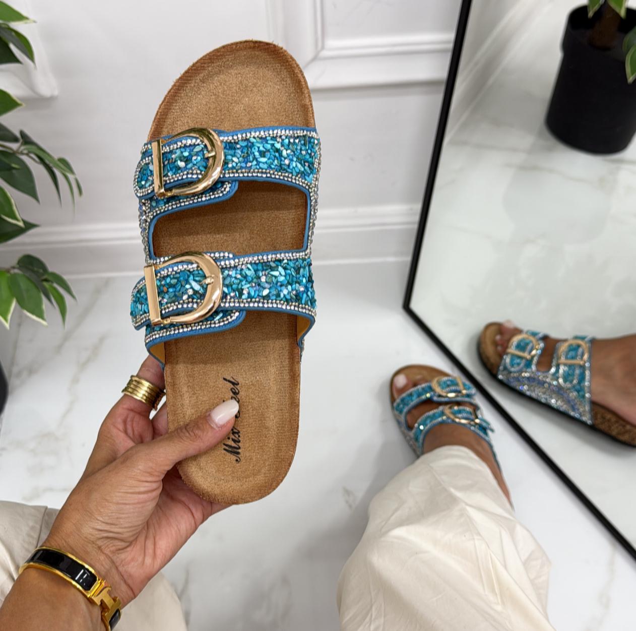 Sonia - Sandalo Ciabatte Donna Casual Comode Azzurro