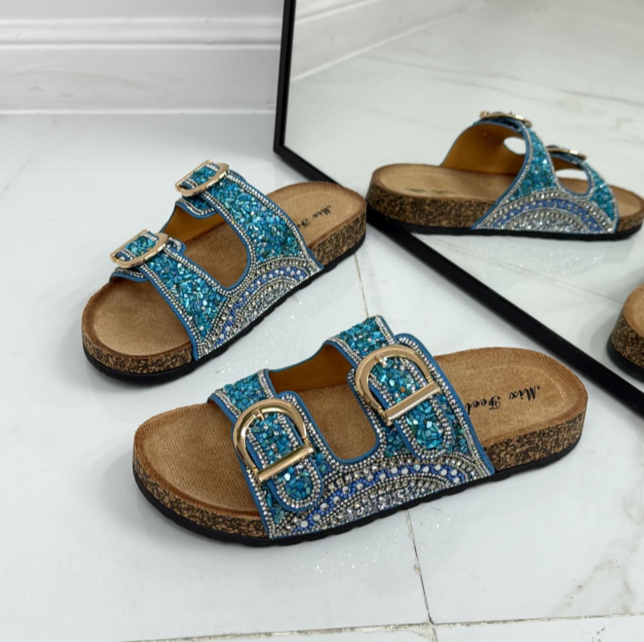 Sonia - Sandalo Ciabatte Donna Casual Comode Azzurro