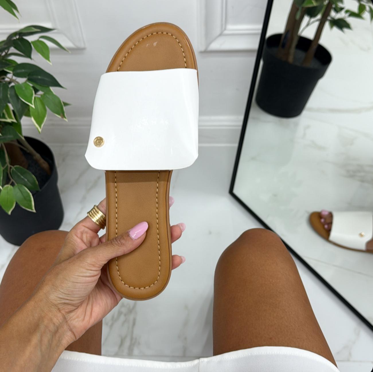 Fabiola - Sandalo Ciabatte Donna Casual Comode Bianco