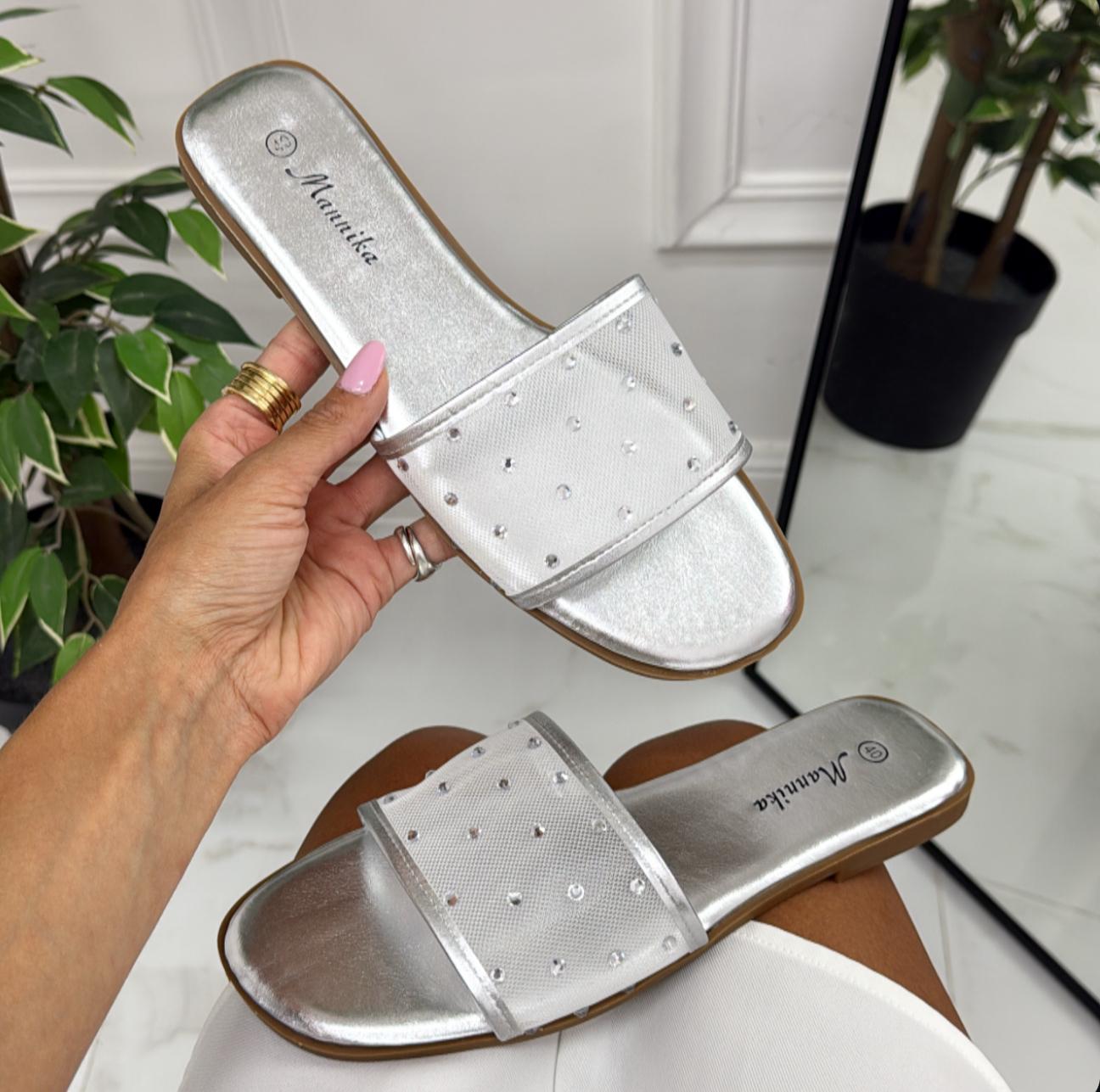 Iolanda - Sandalo Ciabatte Donna Casual Comode Argento
