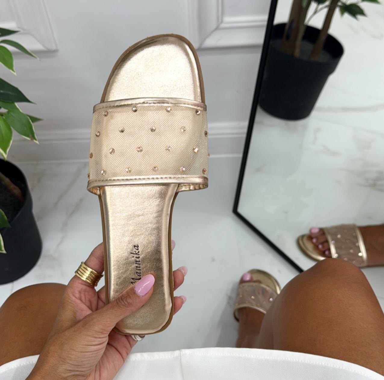 Iolanda - Sandalo Ciabatte Donna Casual Comode Champagne