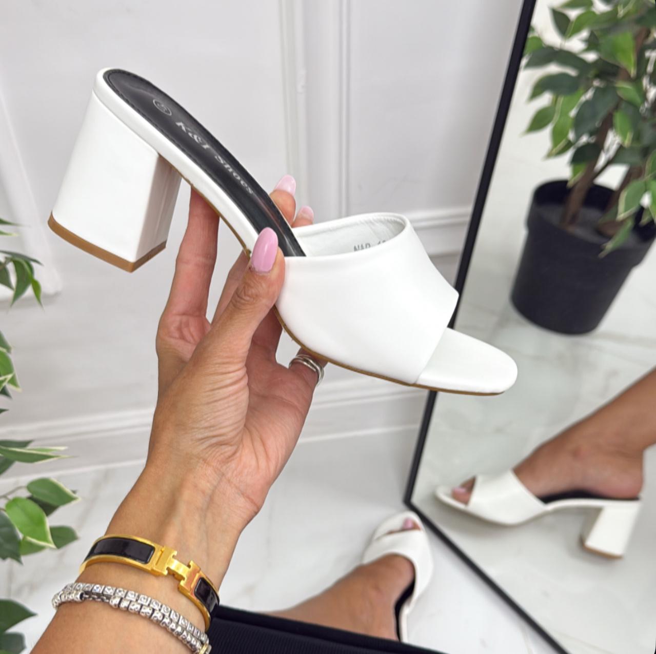 Lyra - Sandalo Donna Scarpa Tacco Punta Bianco