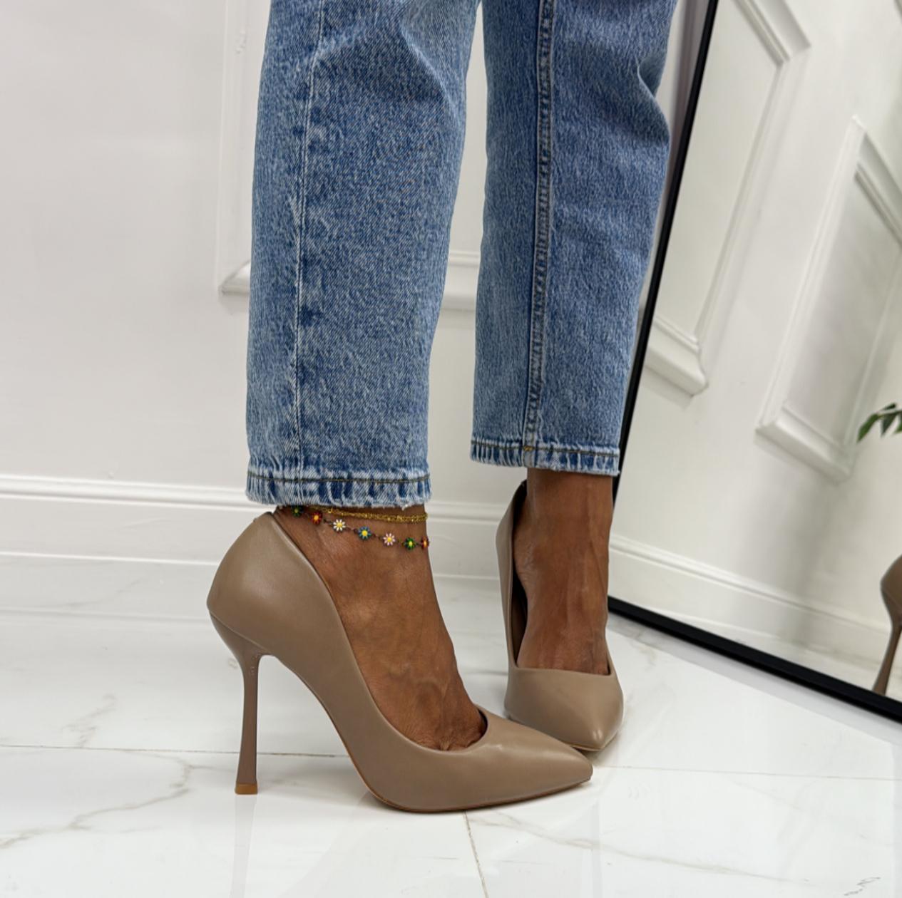Melody - Décolleté Donna Tacco Spillo Punta Strass Khaki