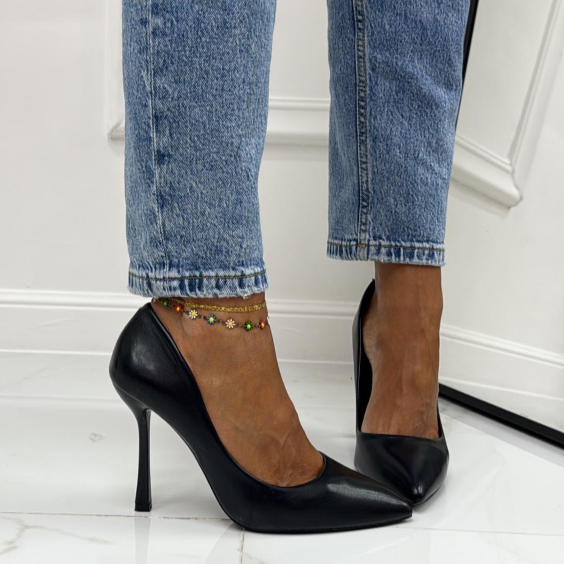 Melody - Décolleté Donna Tacco Spillo Punta Strass Nero