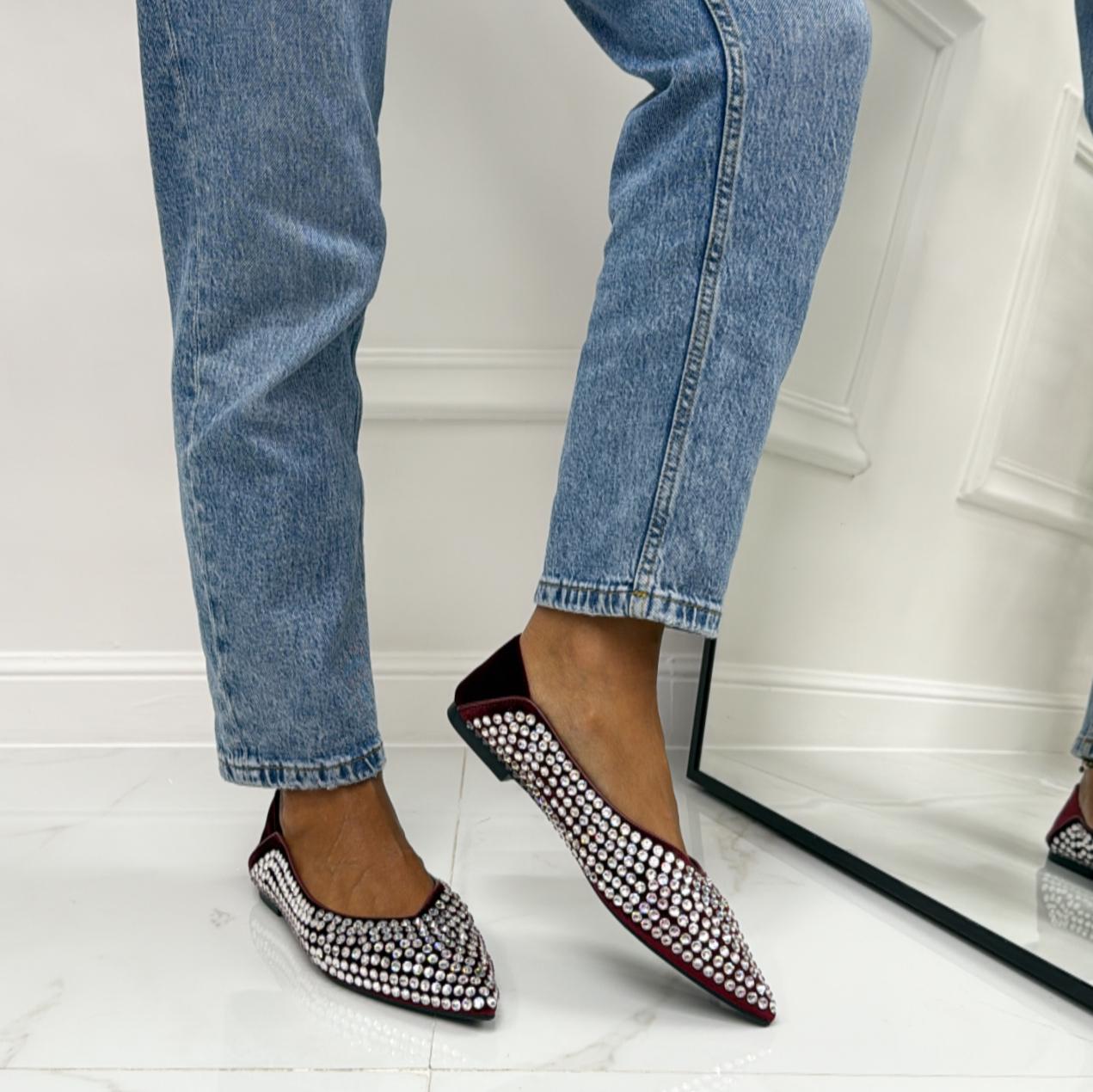 Sere - Scarpa Donna Ballerina Punta Traforata Bordeuax