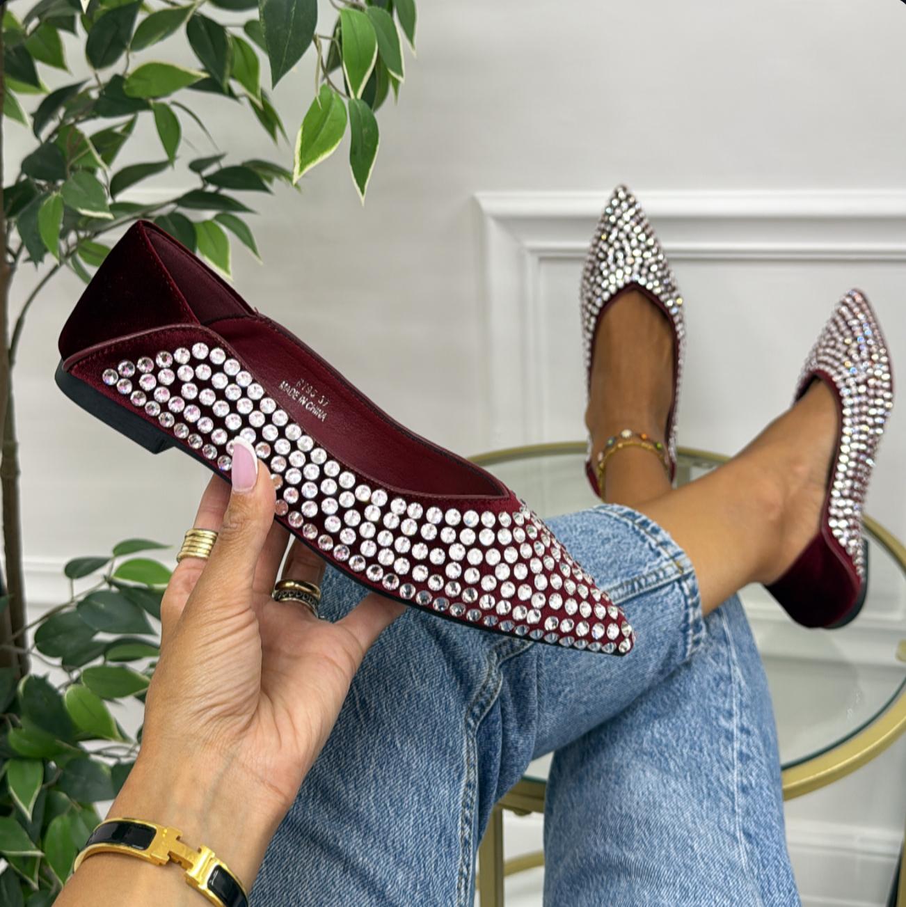 Sere - Scarpa Donna Ballerina Punta Traforata Bordeuax