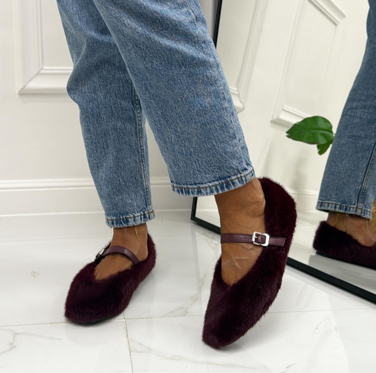 Isabella - Scarpa Donna Ballerina Punta Traforata Bordeaux