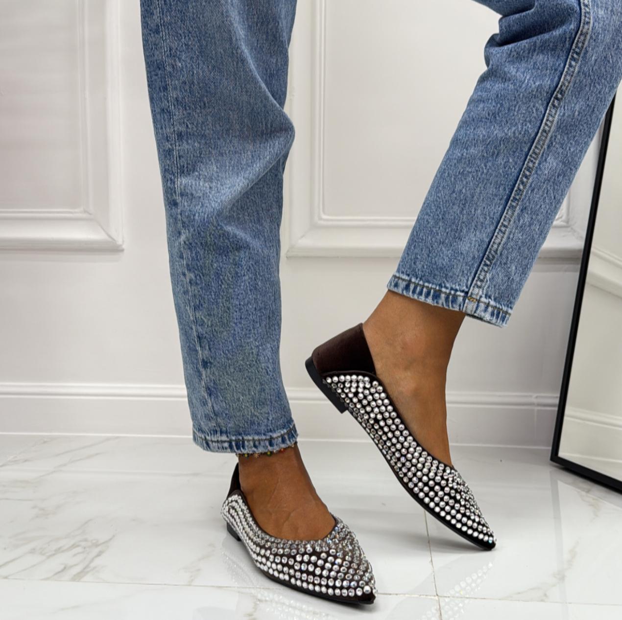 Sere - Scarpa Donna Ballerina Punta Traforata Marrone