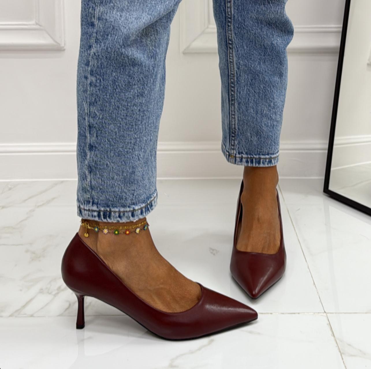 Flaminia - Décolleté Donna Scarpa Tacco Spillo Elegante Bordeaux