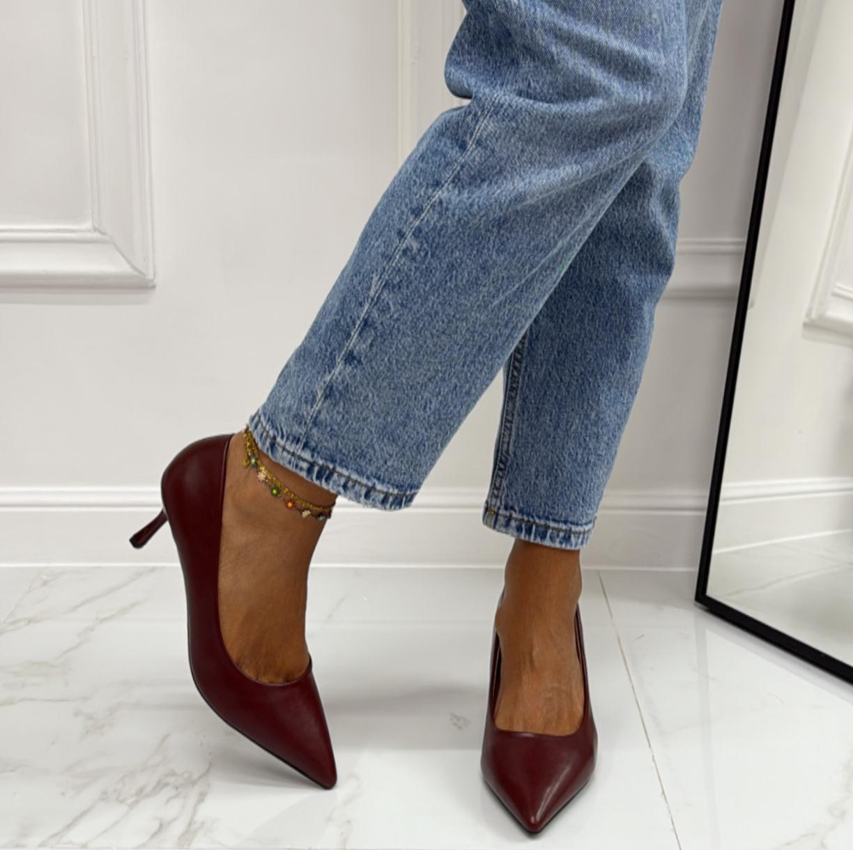 Flaminia - Décolleté Donna Scarpa Tacco Spillo Elegante Bordeaux