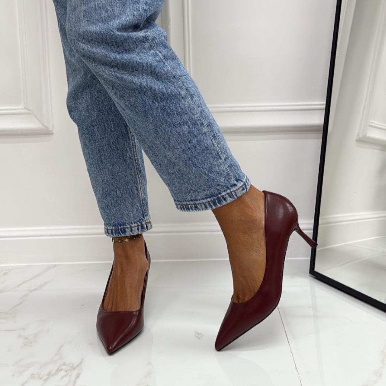Flaminia - Décolleté Donna Scarpa Tacco Spillo Elegante Bordeaux
