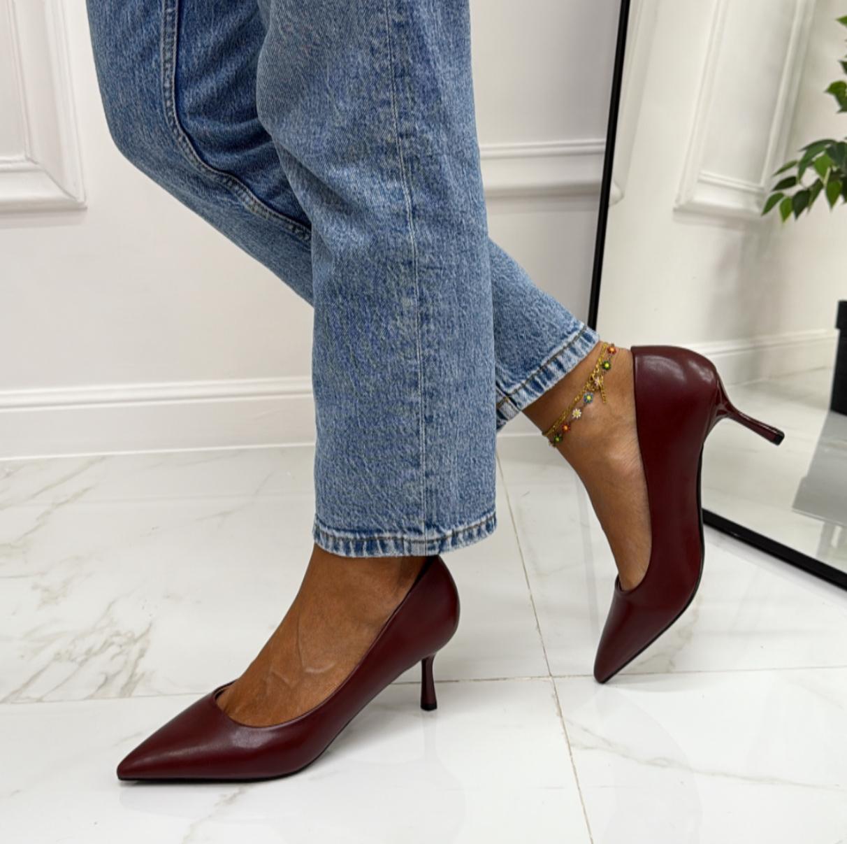Flaminia - Décolleté Donna Scarpa Tacco Spillo Elegante Bordeaux