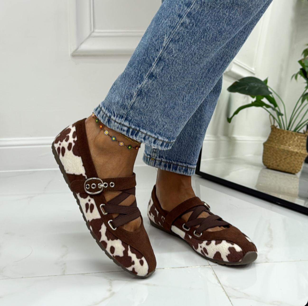 Amber - Scarpa Donna Ballerina Punta Tacco Basso Elegante Fantasia