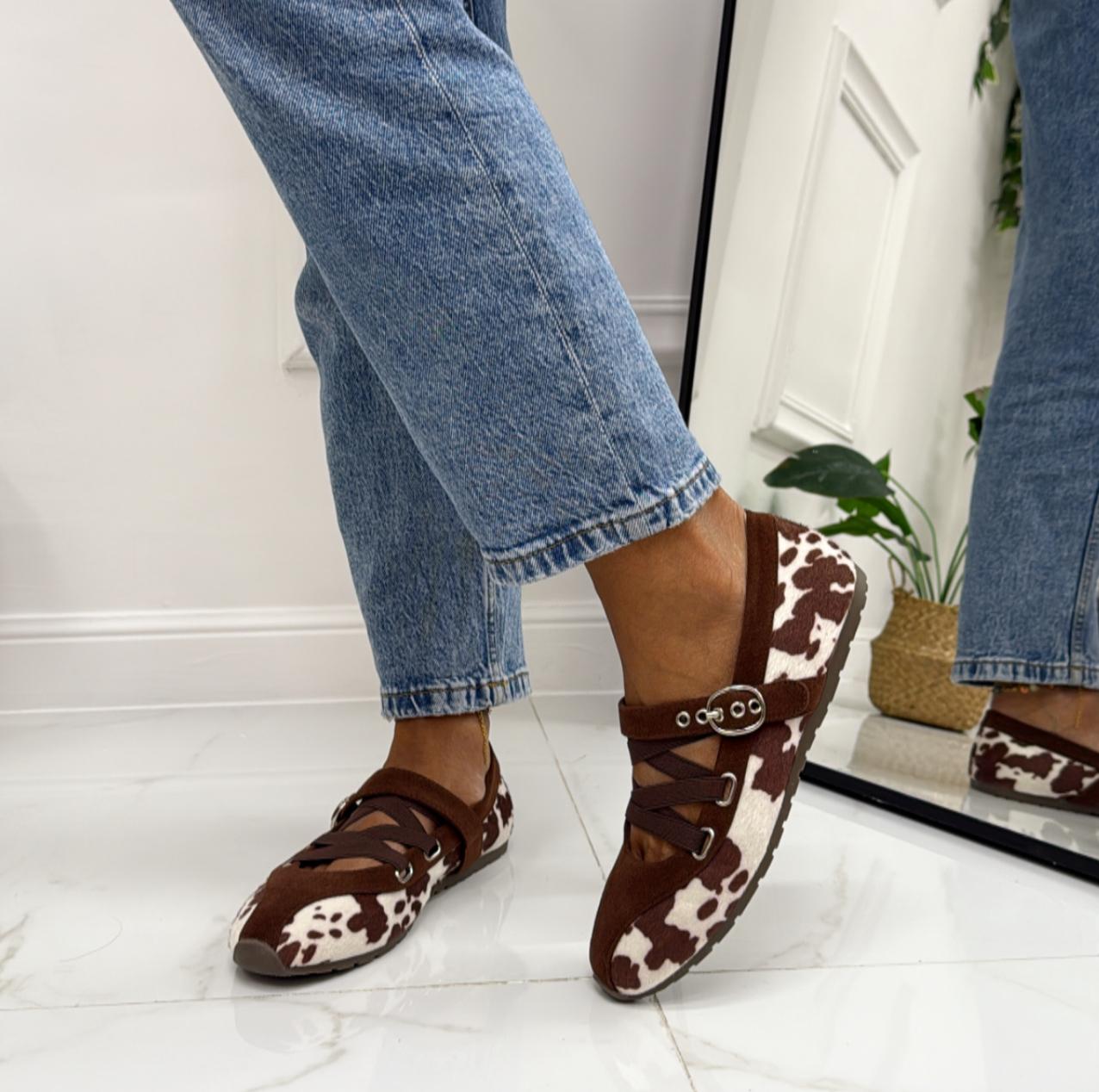 Amber - Scarpa Donna Ballerina Punta Tacco Basso Elegante Fantasia