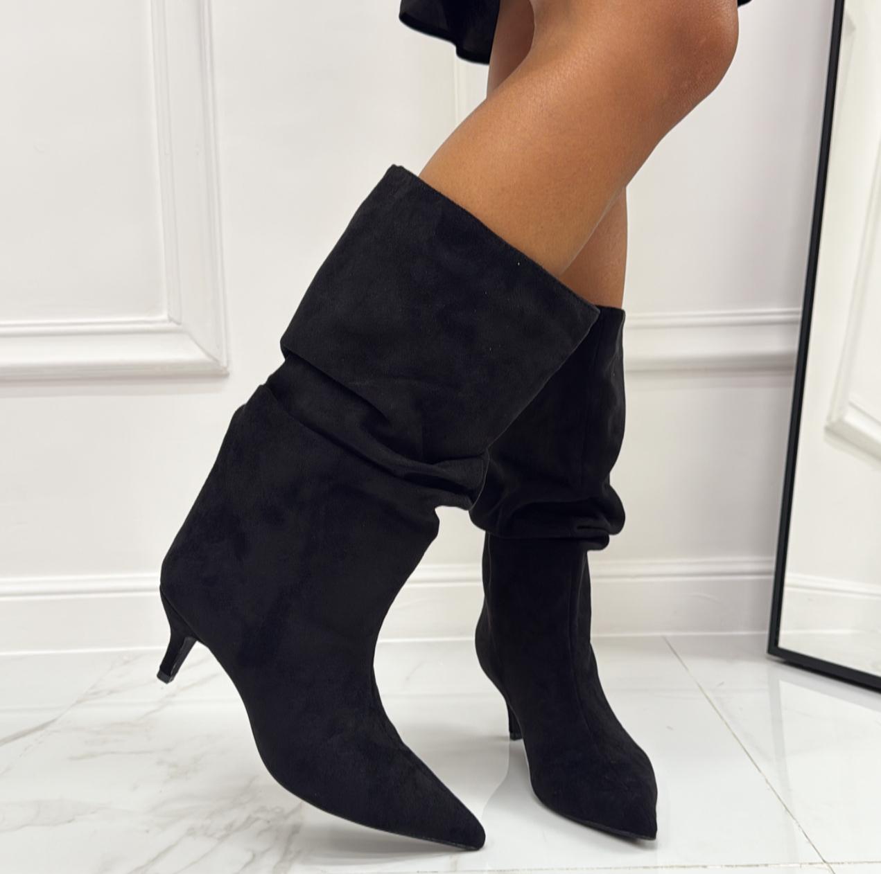 Luisa - Stivale Donna Alto Tacco Punta Casual Elegante Nero