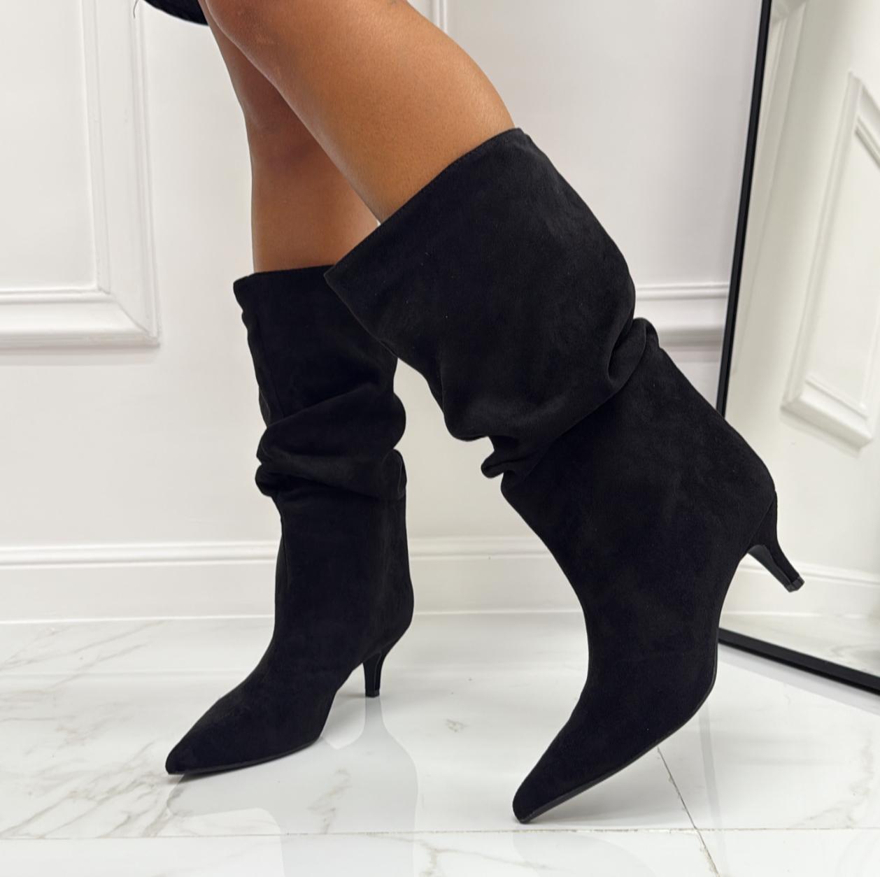 Luisa - Stivale Donna Alto Tacco Punta Casual Elegante Nero