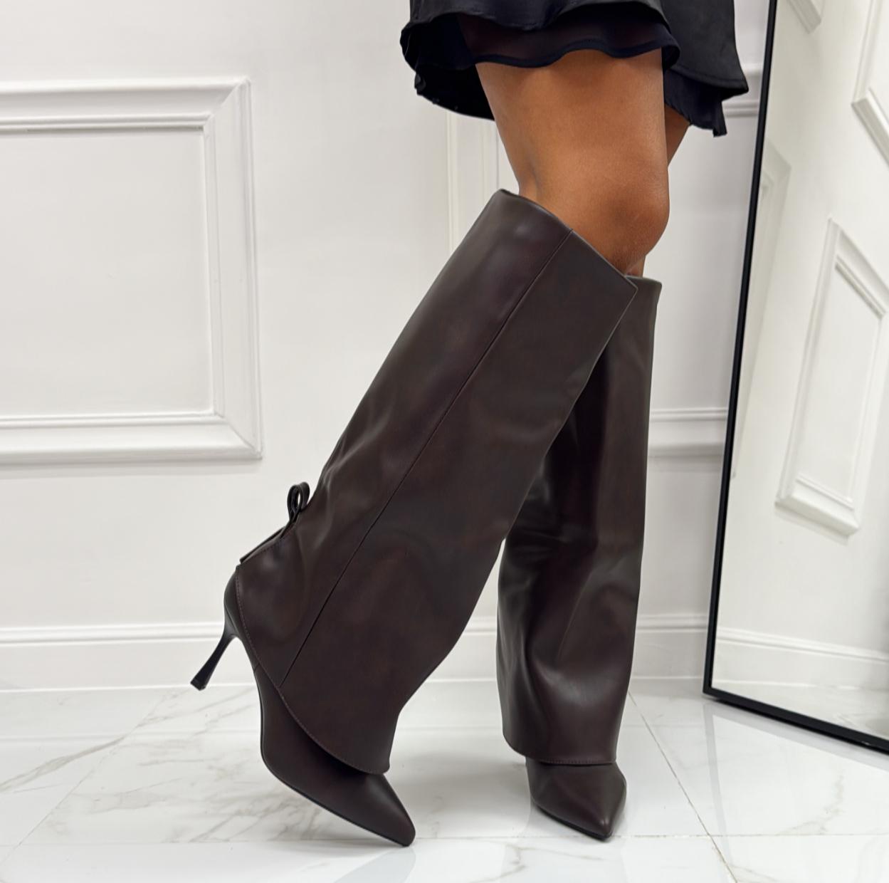 Melissa - Stivale Donna Alto Tacco Punta Casual Elegante Marrone