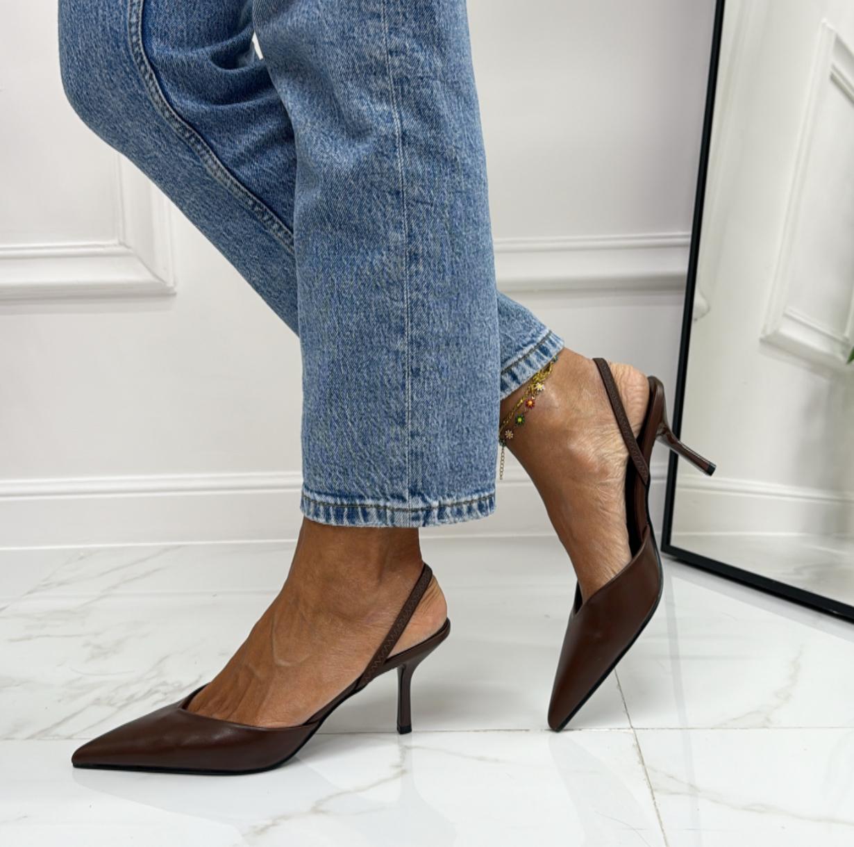 Beyoncé - Decolleté Donna Punta Scarpa Tacco Spillo Marrone