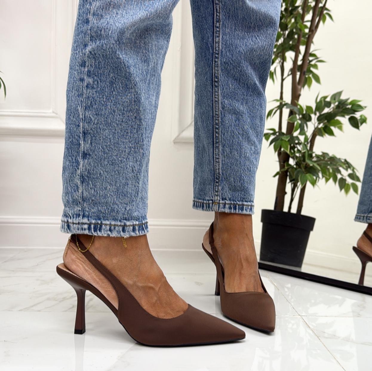 Shinta - Décolleté Donna Tacco Spillo Punta Marrone