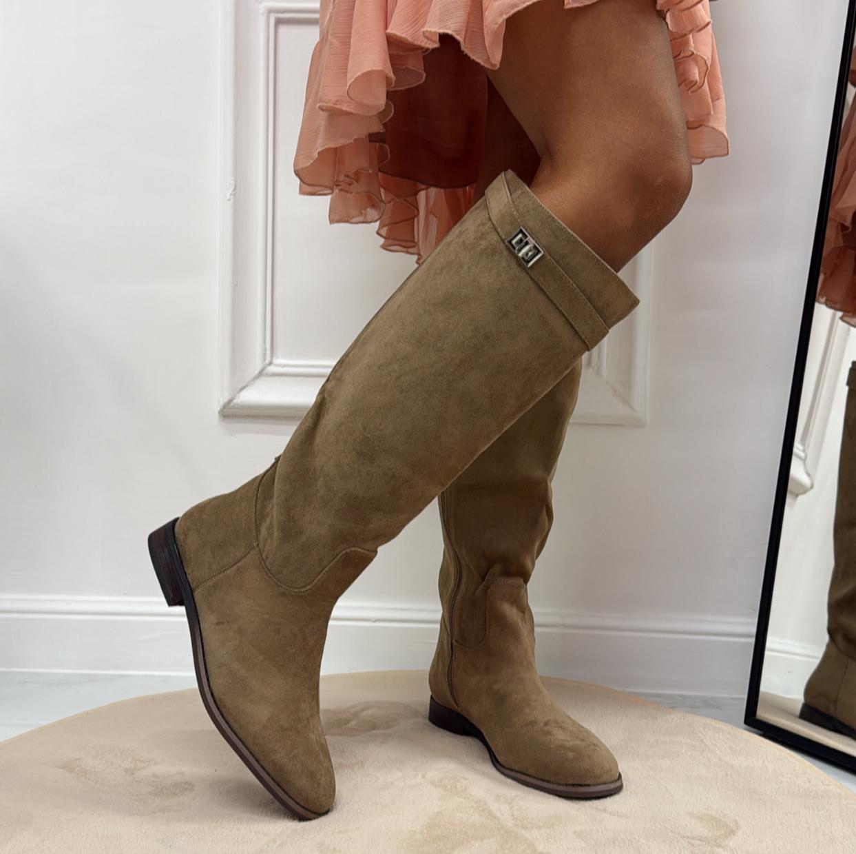 Paloma - Stivale Donna Alto Punta Tonda Donna Beige