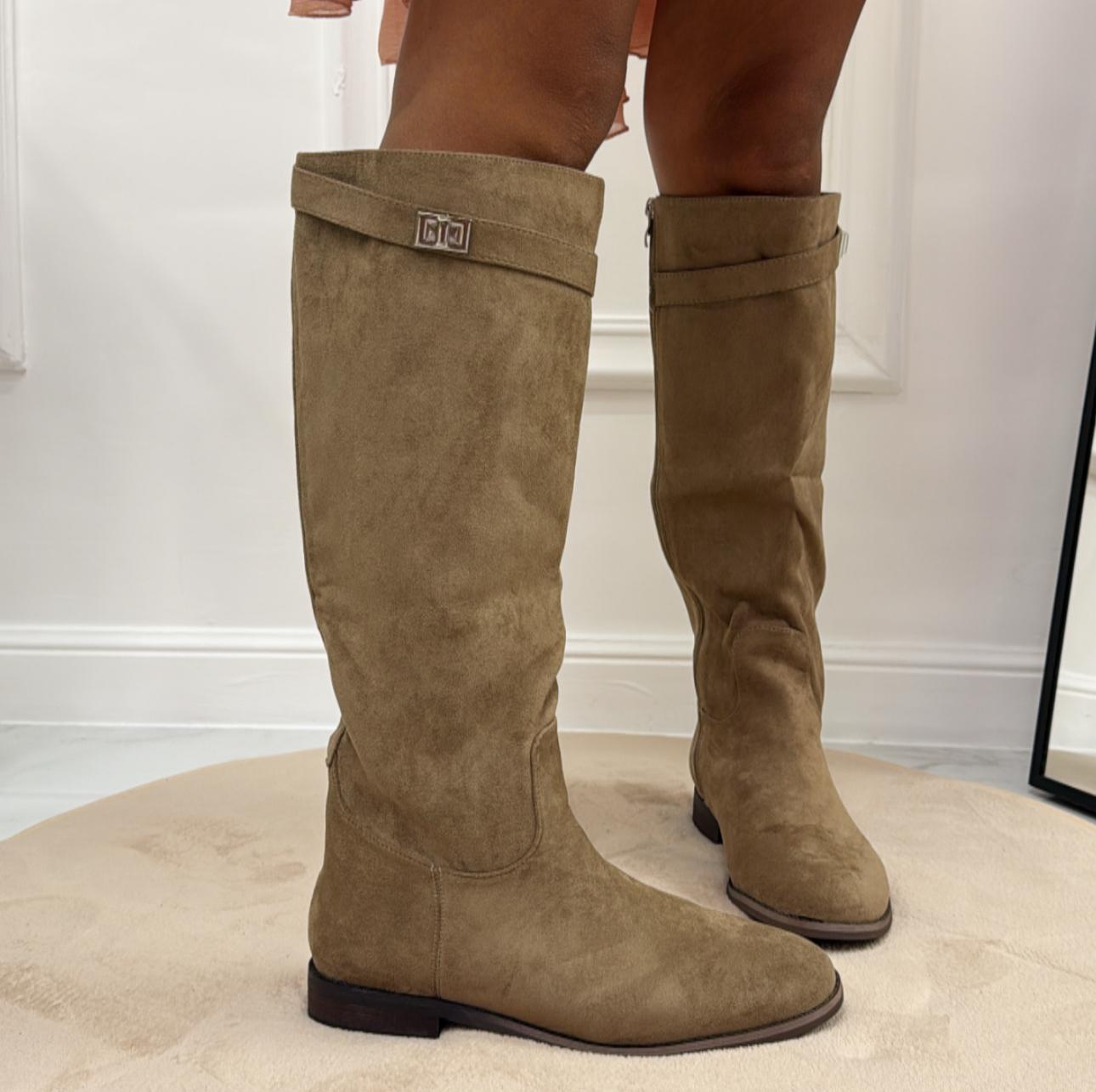 Paloma - Stivale Donna Alto Punta Tonda Donna Beige