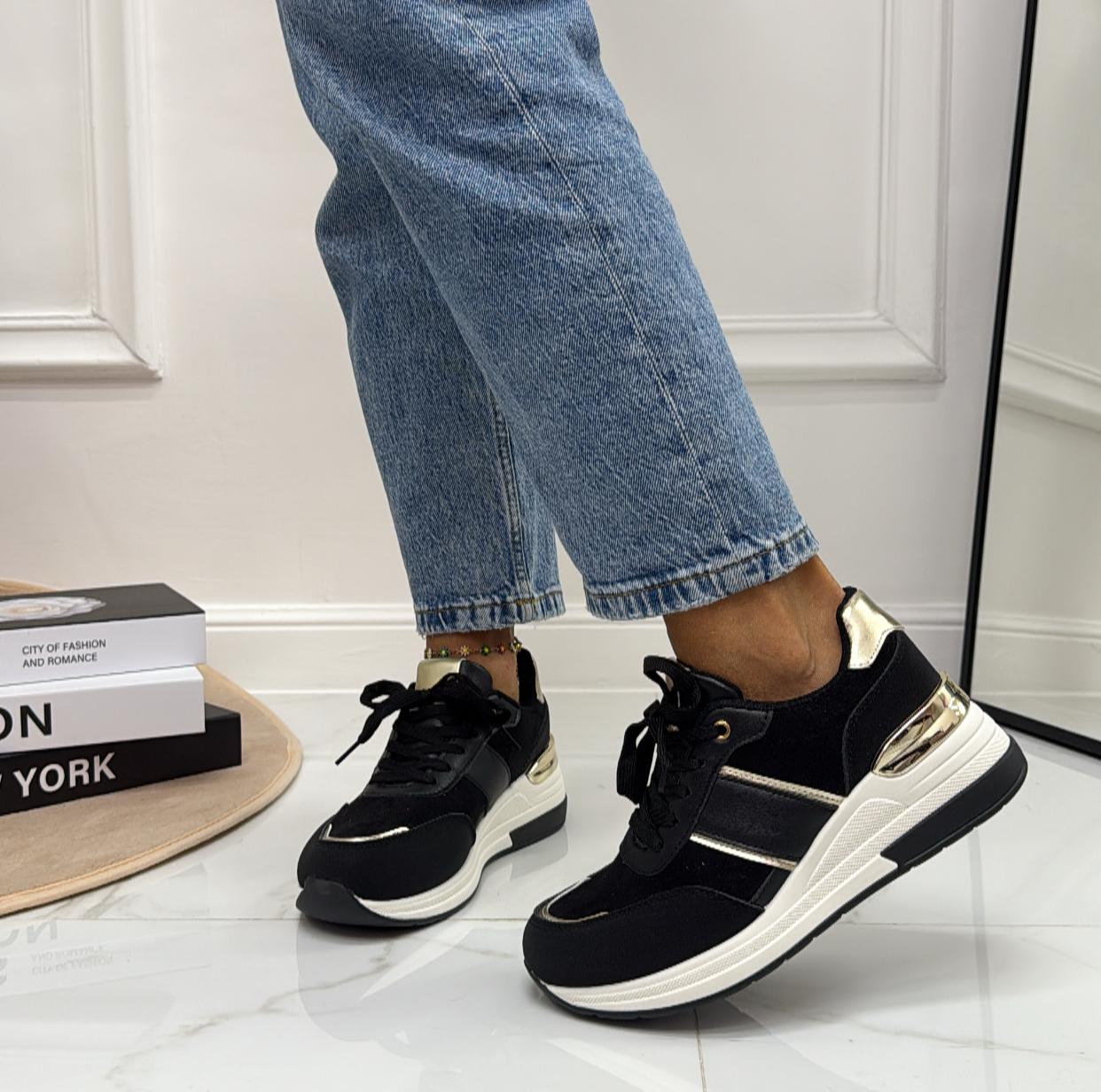 Anastasia - Sneakers Donna Scarpe Ginnastica Lacci Casual Comodo Nero