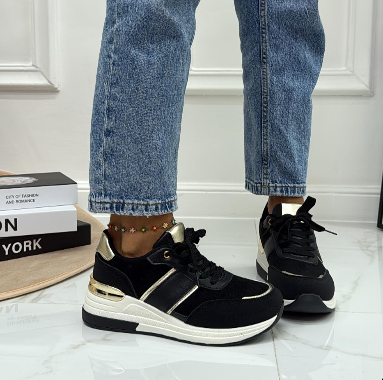 Anastasia - Sneakers Donna Scarpe Ginnastica Lacci Casual Comodo Nero