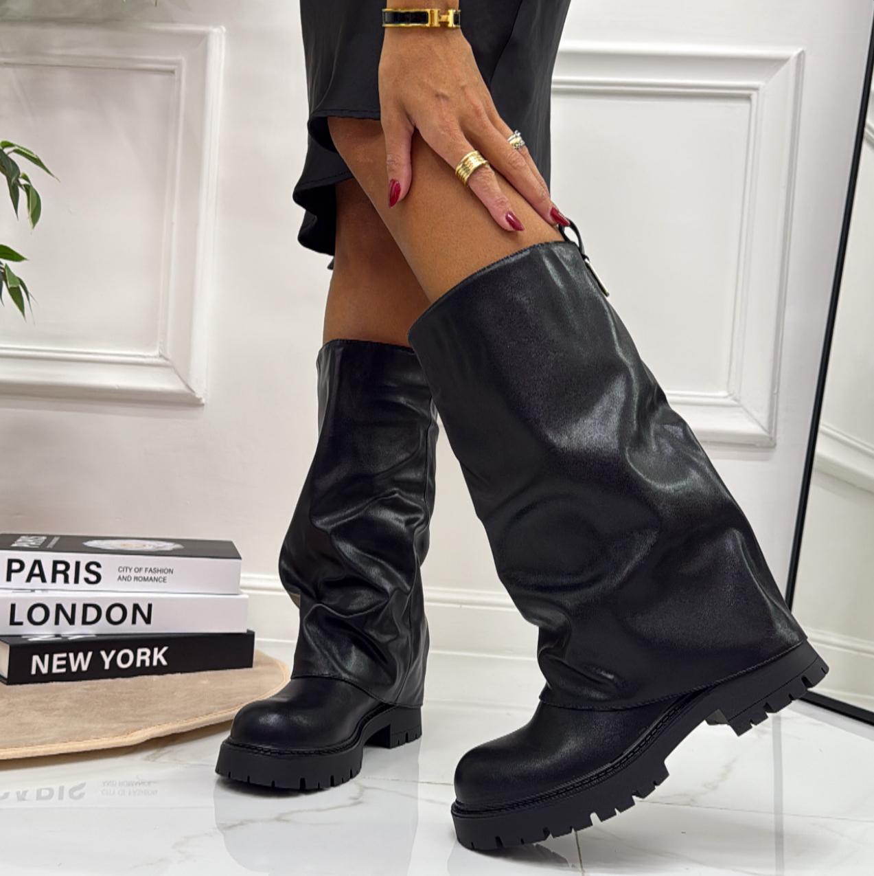Trisha - Stivale Donna Anfibio Alto Nero