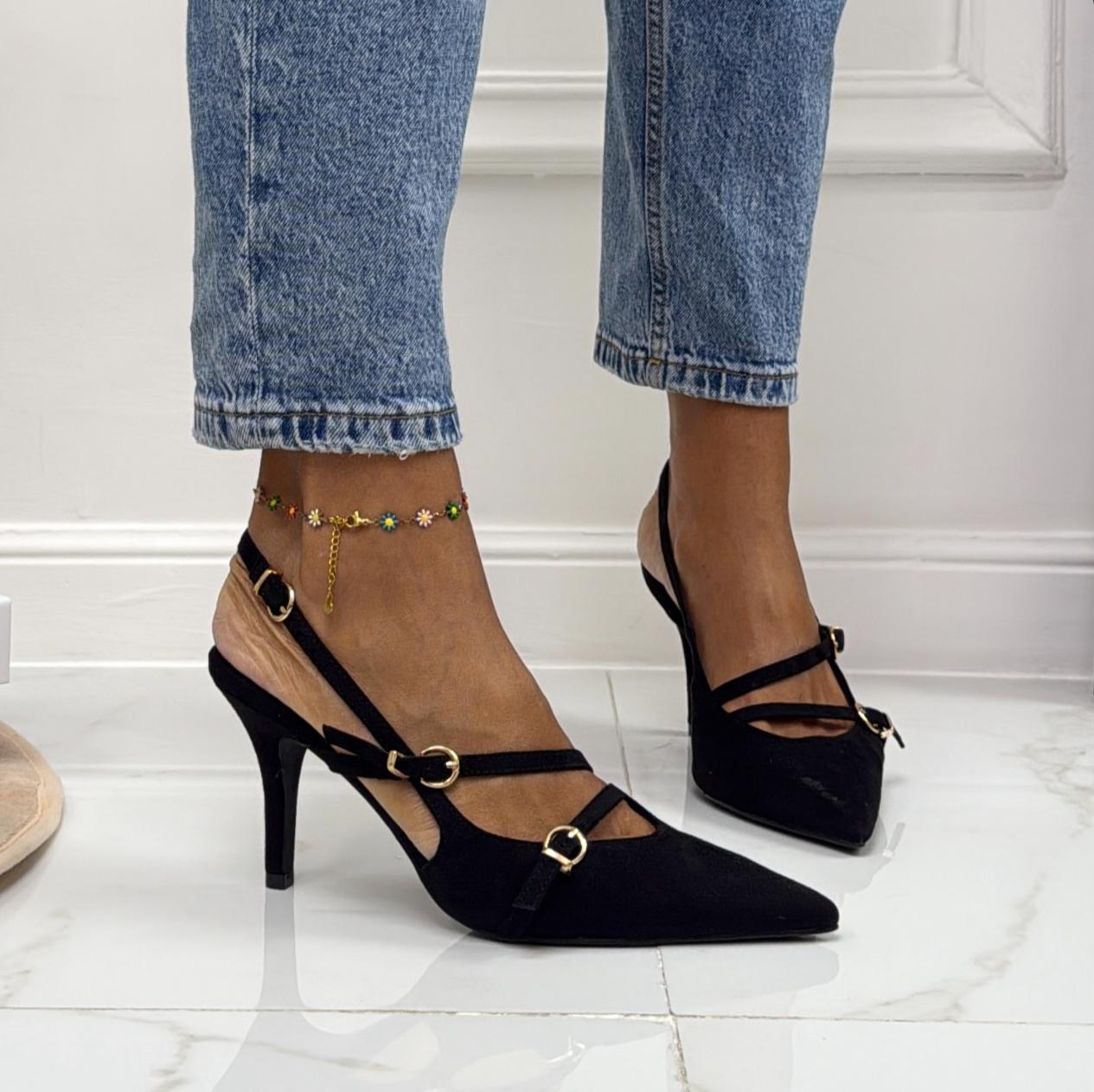 Rossy - Décolleté Donna Cinturini Tacco Spillo Elegante Nero
