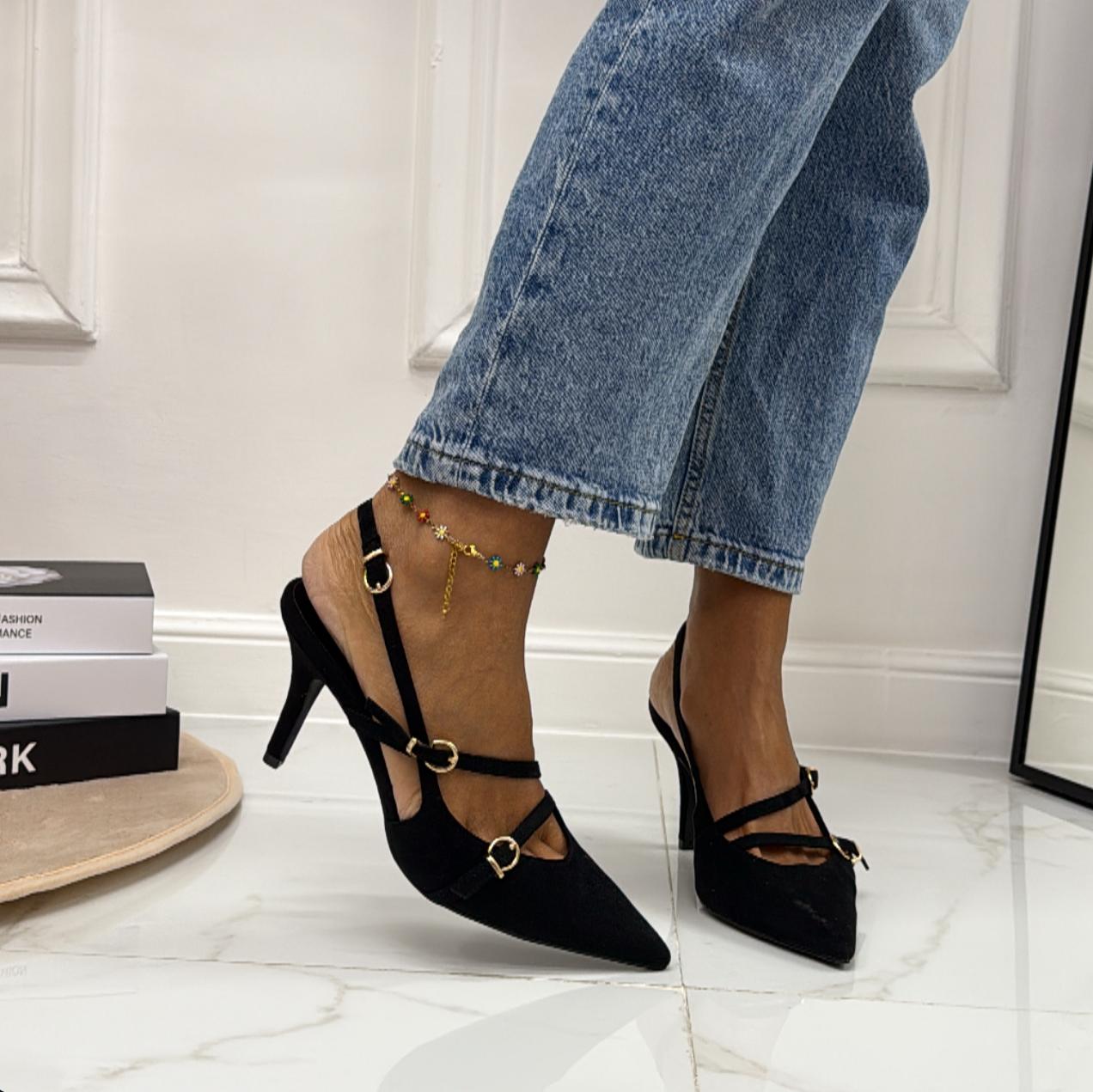 Rossy - Décolleté Donna Cinturini Tacco Spillo Elegante Nero