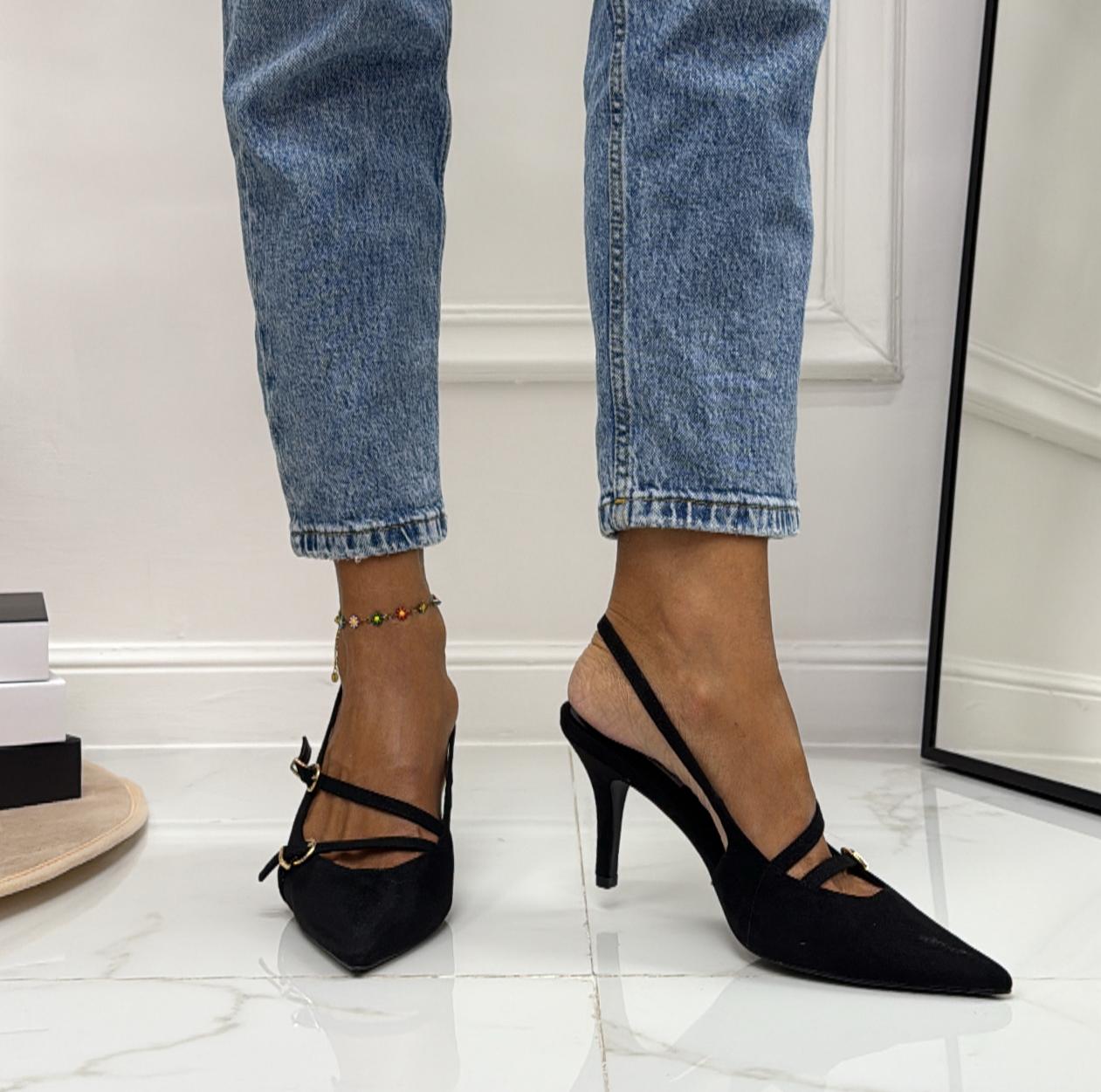 Rossy - Décolleté Donna Cinturini Tacco Spillo Elegante Nero