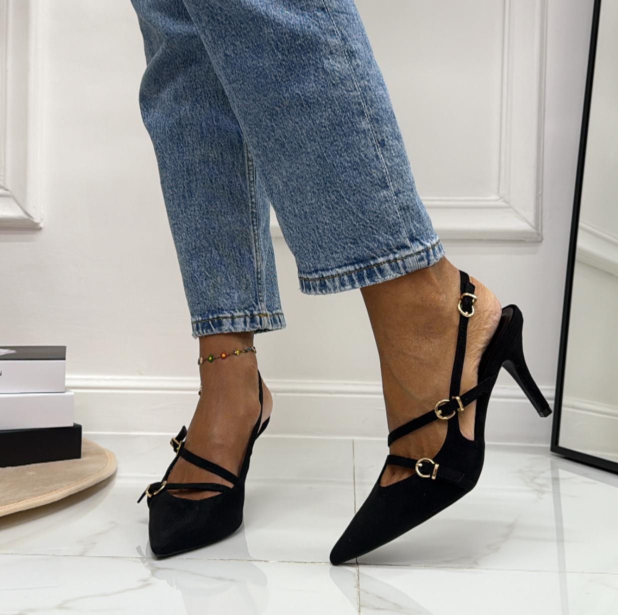 Rossy - Décolleté Donna Cinturini Tacco Spillo Elegante Nero