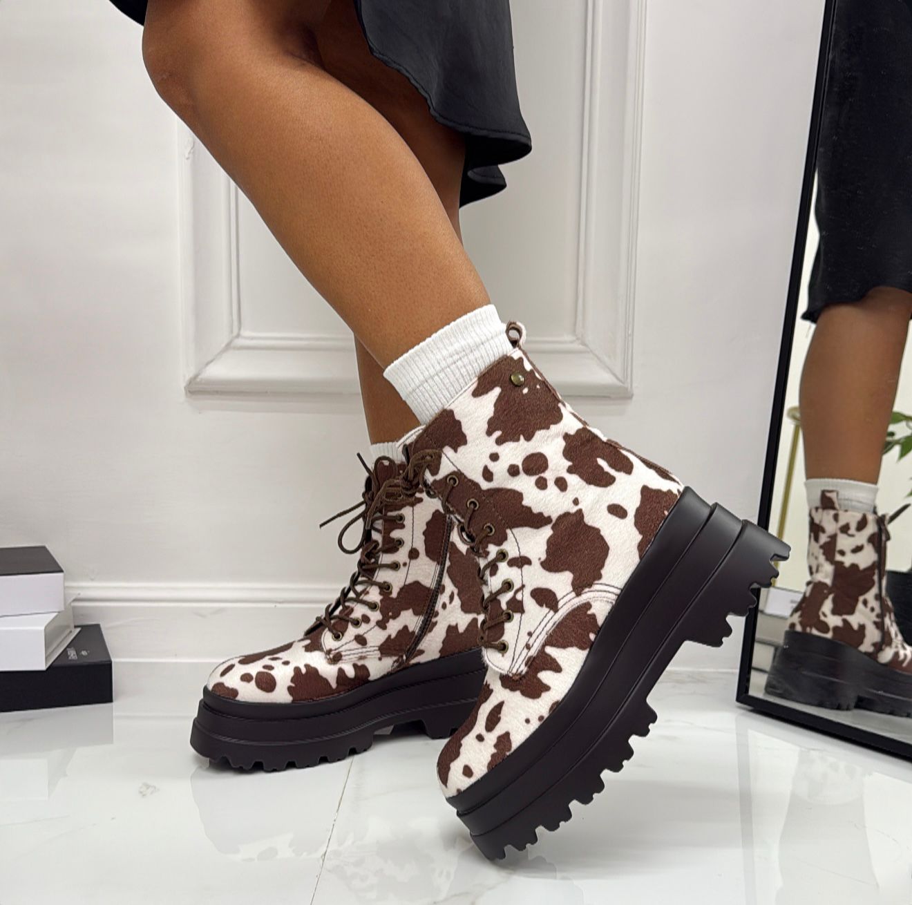 Liliana - Stivaletto Donna Scarpa Lacci Casual Comodo Gomma Alta Fantasia