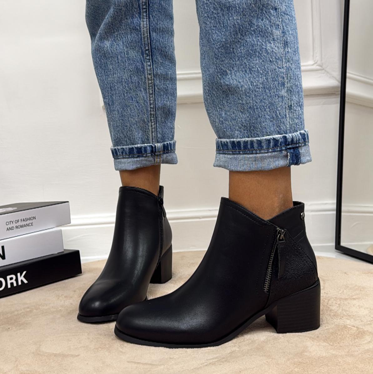Almi - Stivaletto Donna Scarpa Punta Casual Comodo Nero