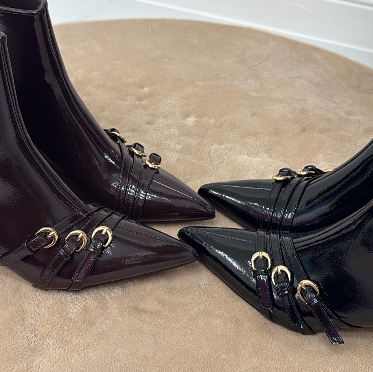 Nairi - Stivaletto Donna Lucido Alto Punta Elegante Marrone