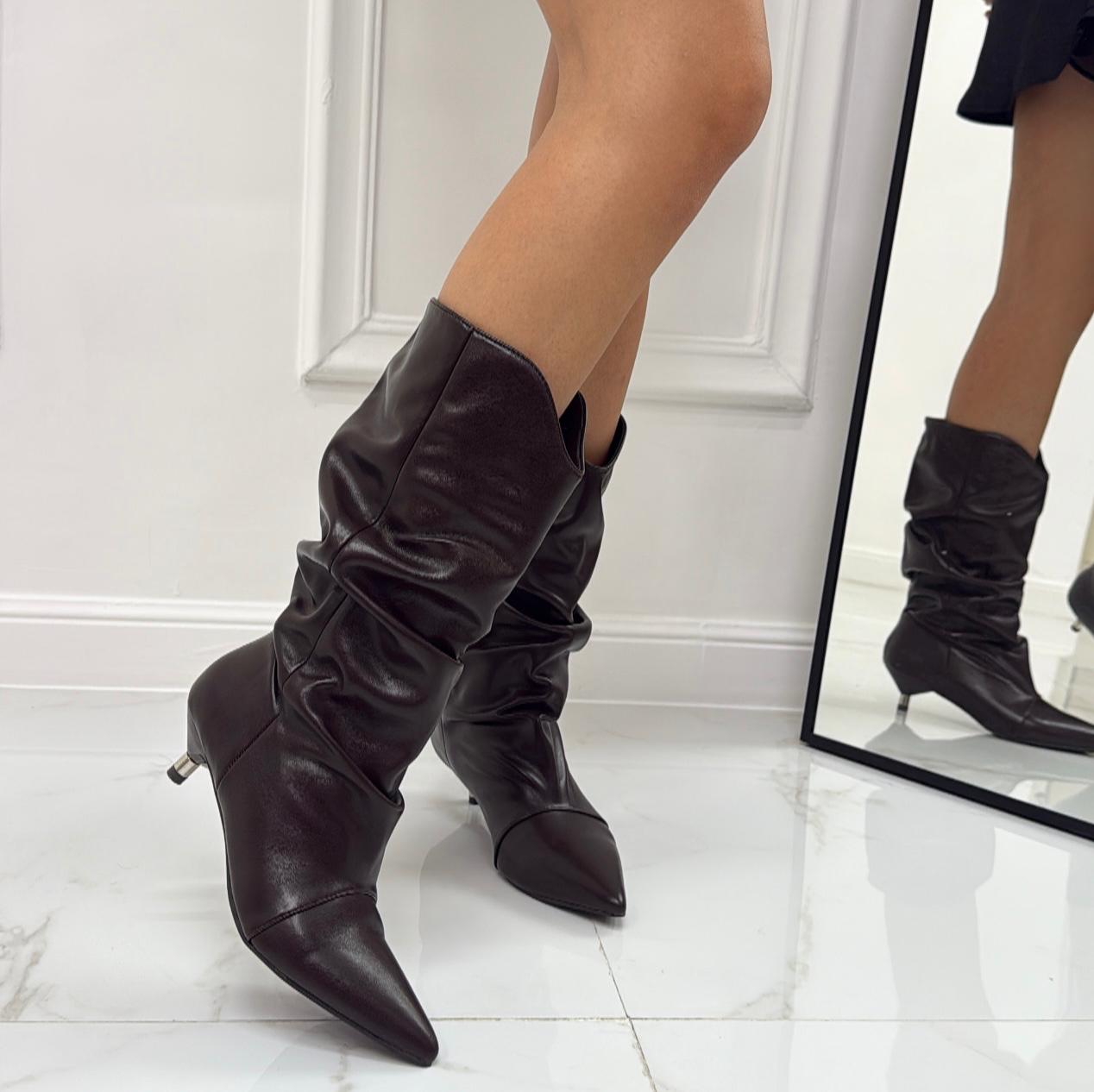 Charly - Stivale Alto Tacco Donna Marrone