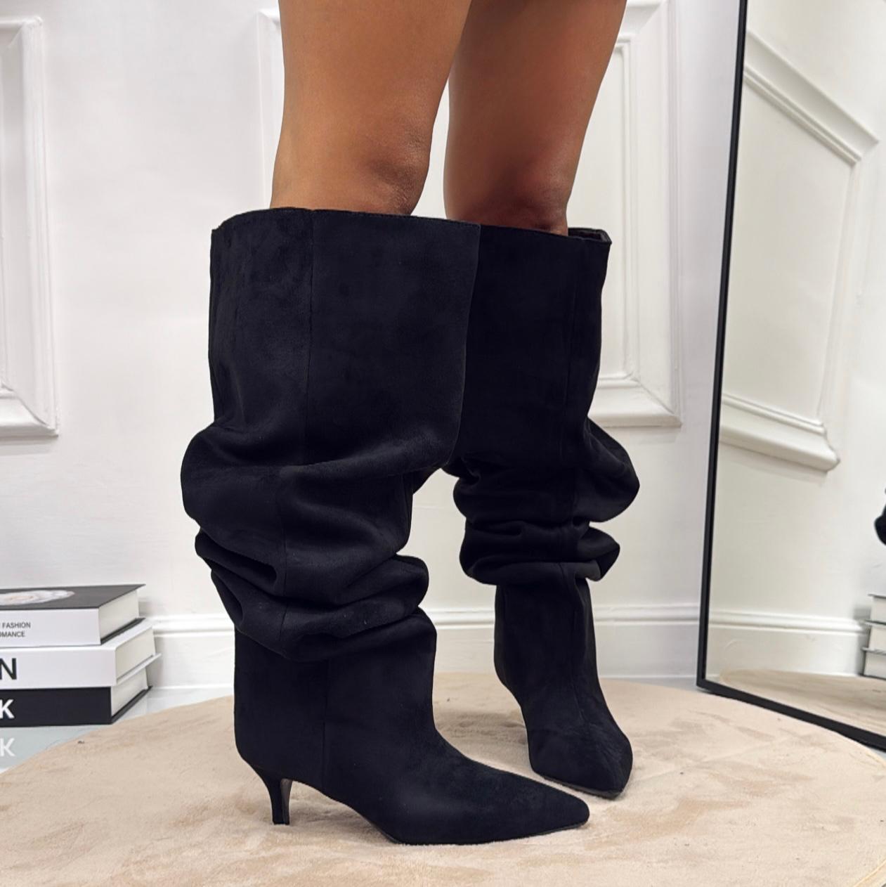 Laila - Stivale Donna Alto Tacco Punta Casual Elegante Nero