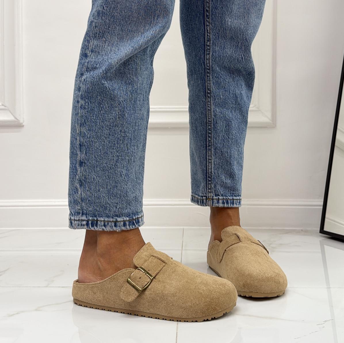 Gabry - Scarpa Sabot Mules Donna Flat Tallone Scoperto Khaki