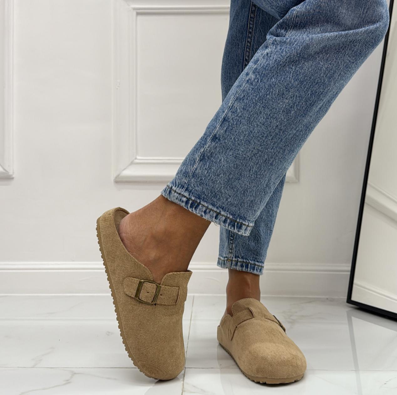 Gabry - Scarpa Sabot Mules Donna Flat Tallone Scoperto Khaki