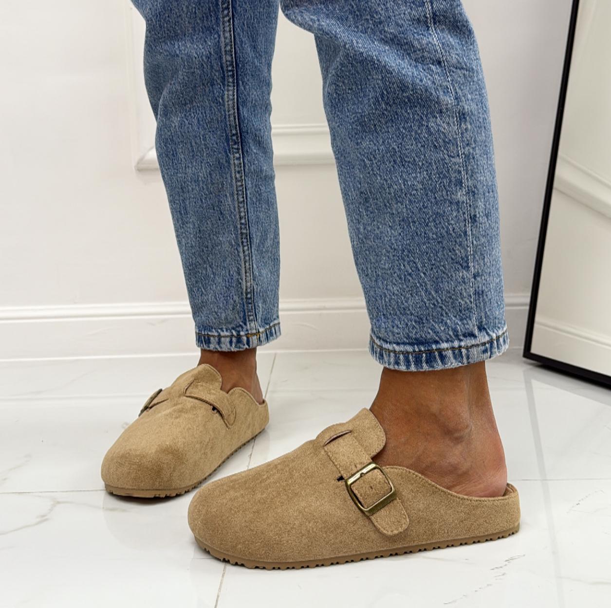 Gabry - Scarpa Sabot Mules Donna Flat Tallone Scoperto Khaki