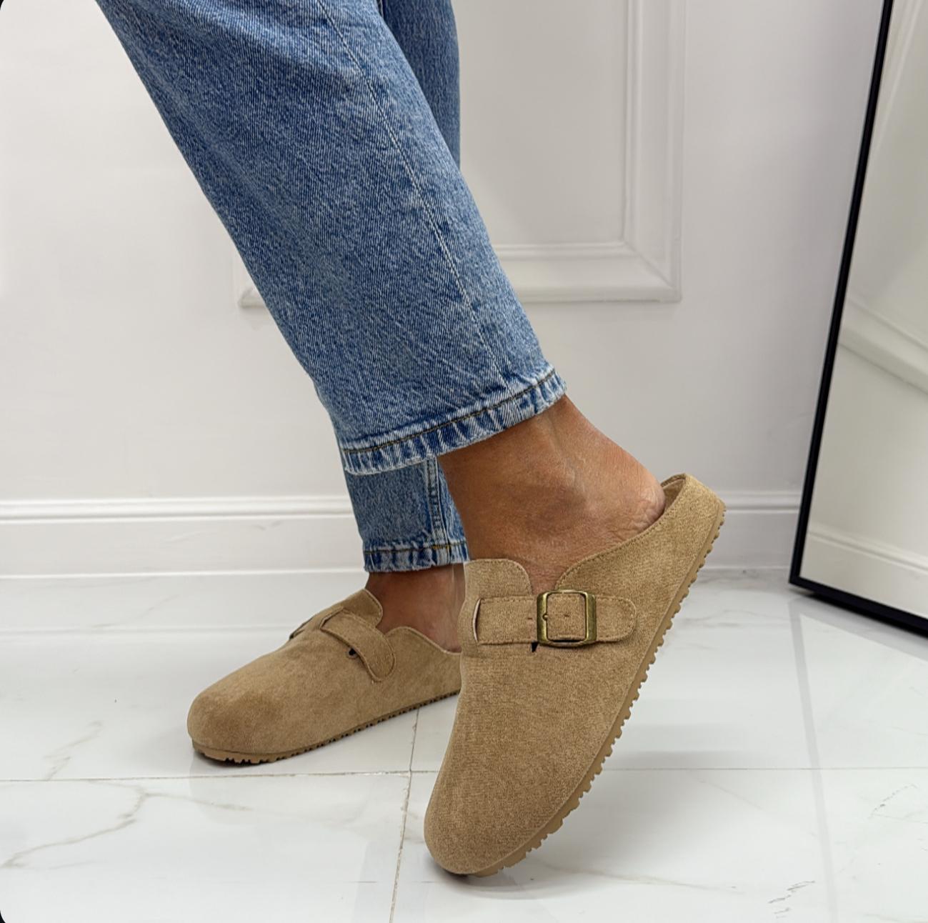 Gabry - Scarpa Sabot Mules Donna Flat Tallone Scoperto Khaki