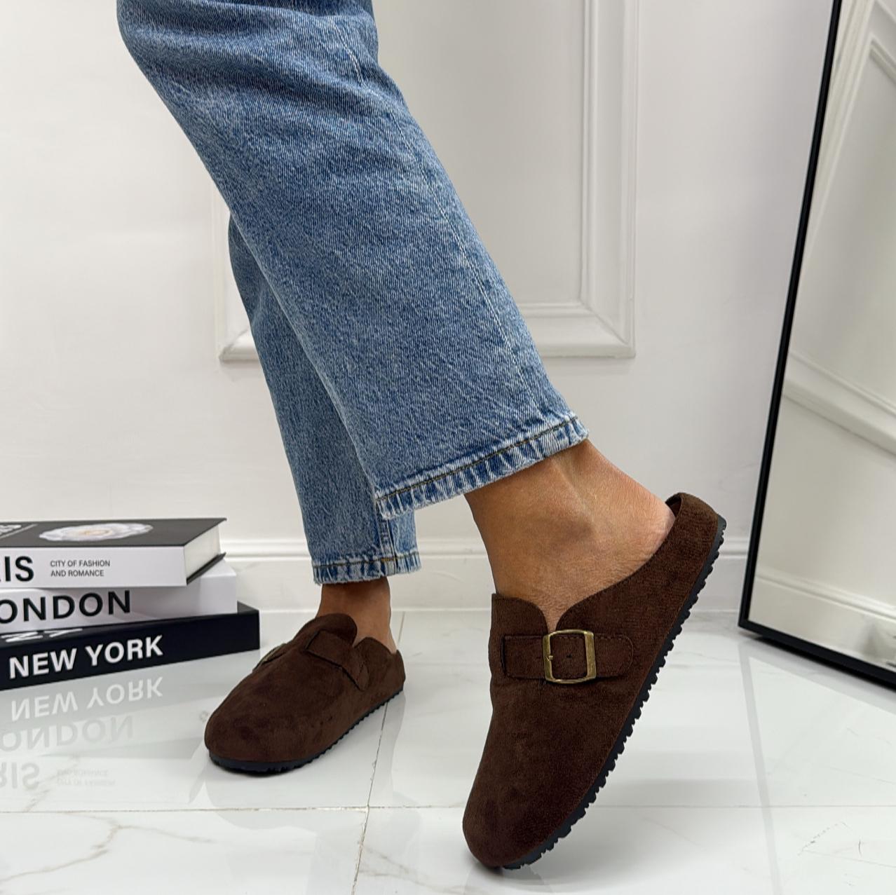 Gabry - Scarpa Sabot Mules Donna Flat Tallone Scoperto Marrone