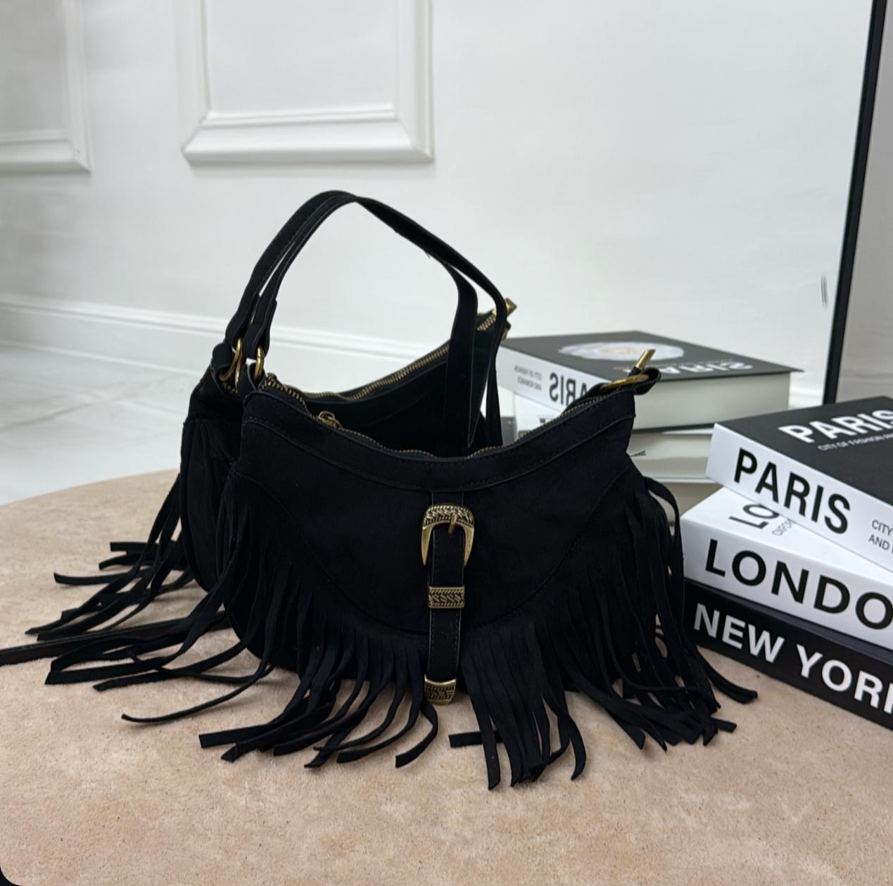 Londra - Borsa Donna Manico in Pelle Scamosciata
