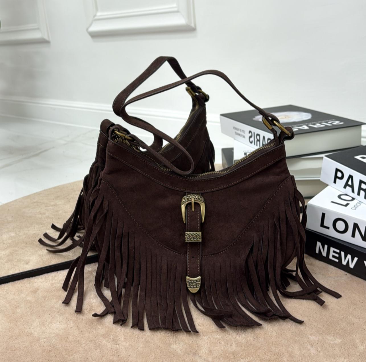 Londra - Borsa Donna Manico in Pelle Scamosciata