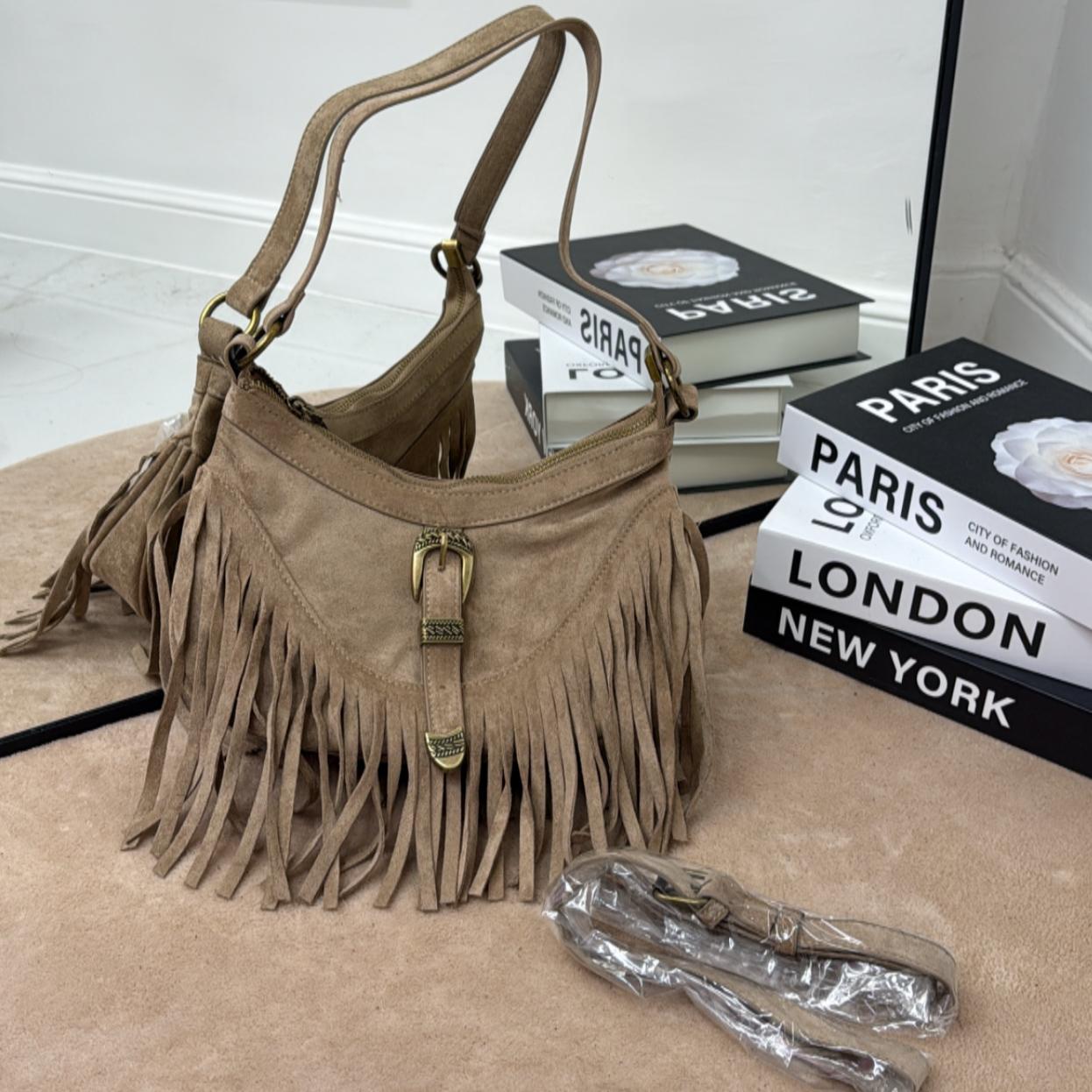 Londra - Borsa Donna Manico in Pelle Scamosciata
