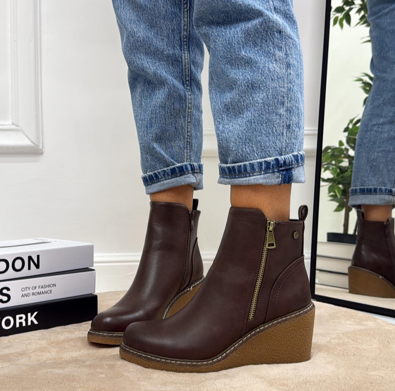 Nadia - Stivaletti Bassi Casual Comodo Marrone