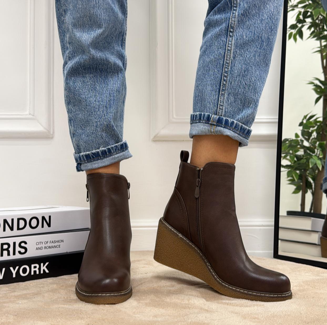Nadia - Stivaletti Bassi Casual Comodo Marrone